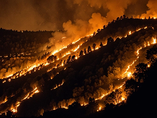 Возгорание на горном склоне у бухты Инал в Туапсинском районе из-за фейерверков